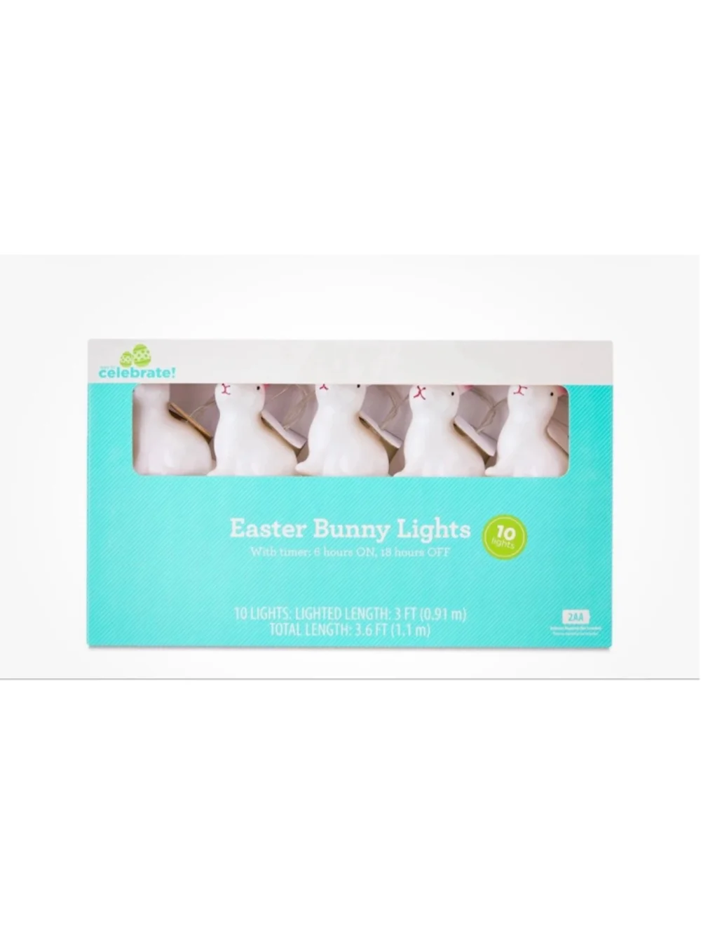 NEW Way To Celebrate! Easter Bunny String Lights One Size White Pink